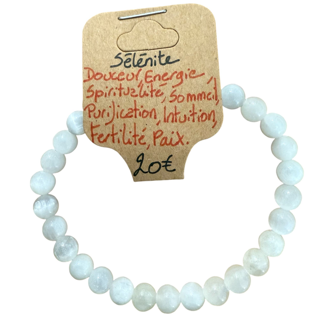Bracelet Sélénite ~ 6 mm et 8 mm