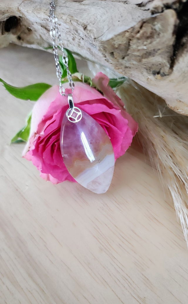 Pendentif Agate inclusion Améthyste