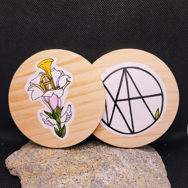 Dessous de verre en bois &quot;Trompette des Anges&quot;