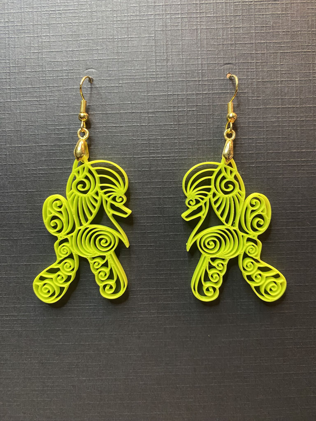 3D - Earrings Poodle Fantasy Lime
