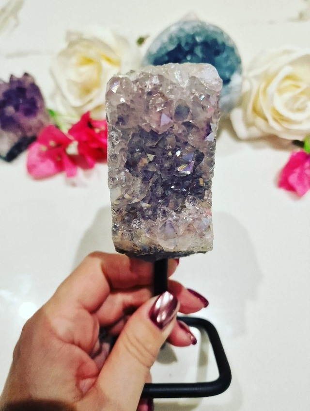 Amethyst Aura Druzy on Stand