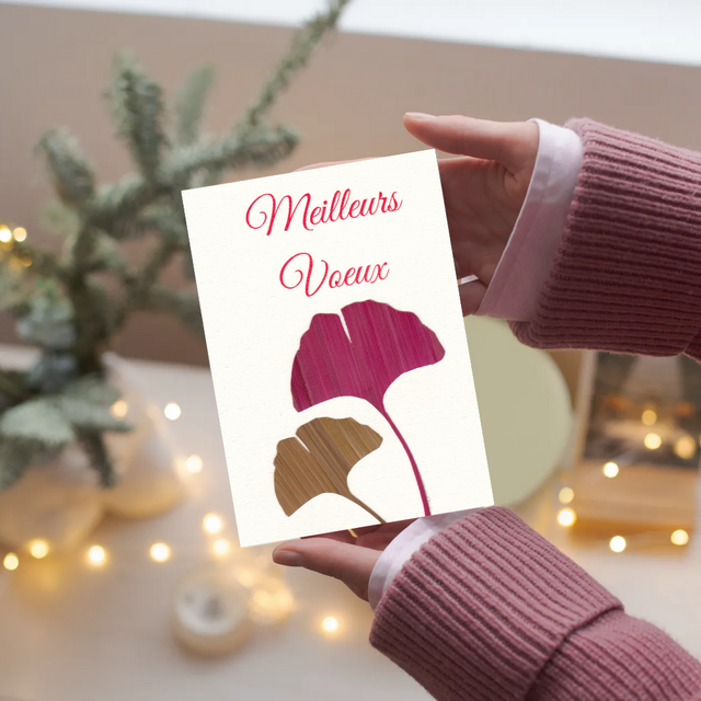 💌 Carterie • Ginkgo rose et doré