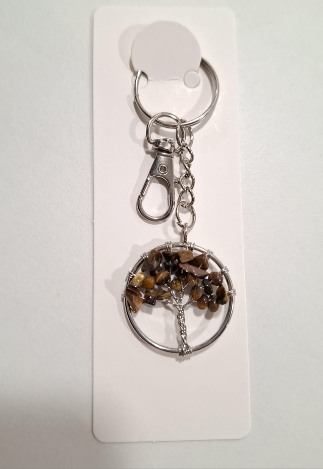 Tiger's Eye tree of life keyring charm