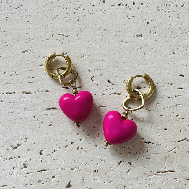 Oorbellen hart roze 