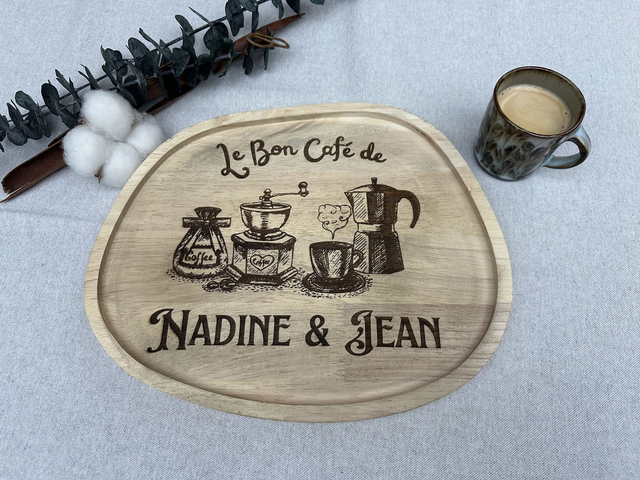 Plateau à Café en Bois Personnalisé