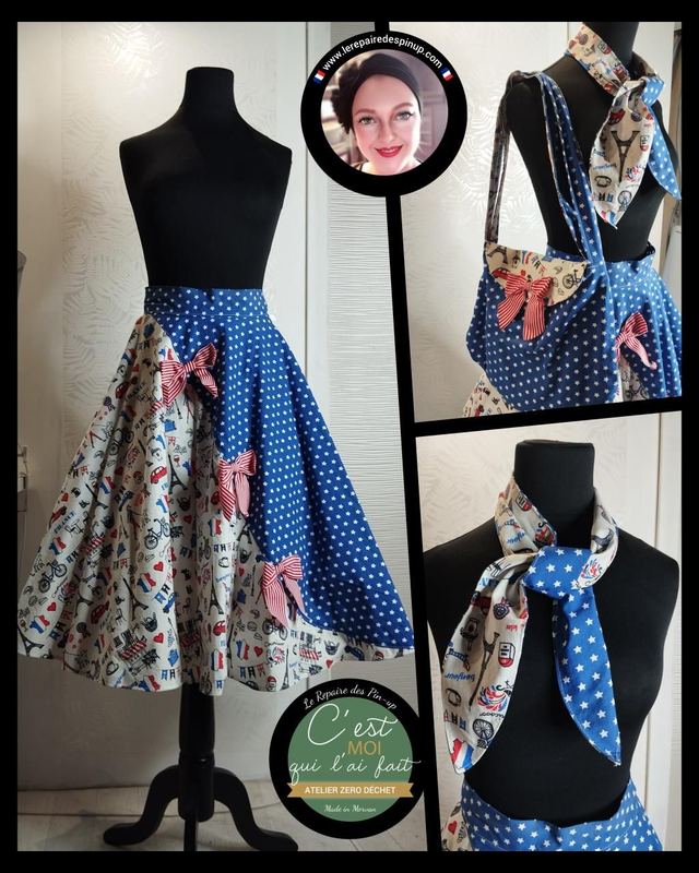 Ensemble Modèle Paris J'adoreeeee T44 avec sac et bandeau coordonnés 