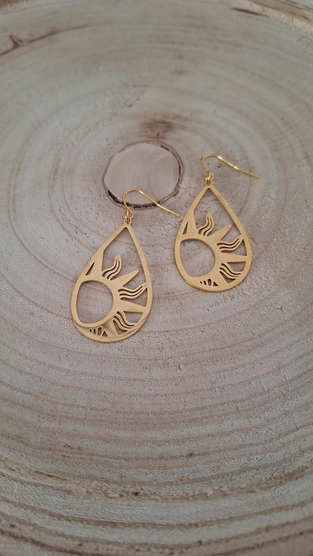 Boucles D'oreilles Goutte Soleil Doré Personnalisable 
