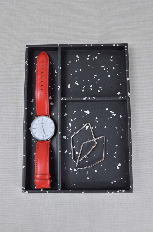 Plateaux bijoux : Noir terrazzo blanc