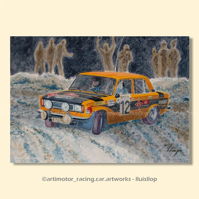 Artimotor póster Antonio Zanini A3 42x30 1977 Seat 124 especial 1800 Monte