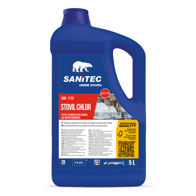 Sapone Detergente lavastoviglie STOVIL CHLOR tanica da 5 lt. 