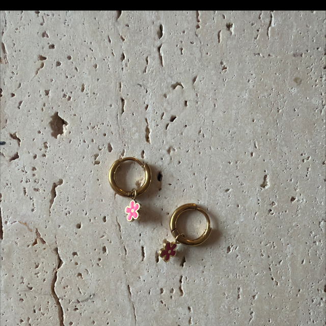 Oorbellen bloem roze