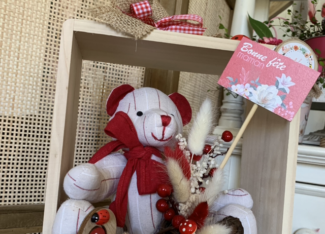 Cadre ourson fleurs séchées petit modèle 