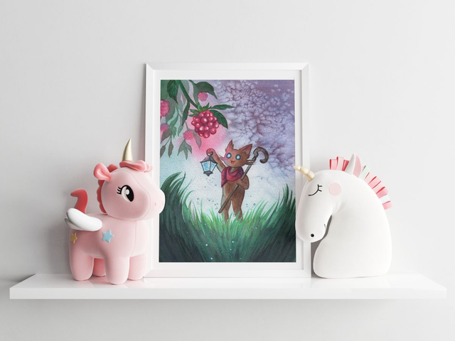 Illustration aquarelle - Nix et la framboise