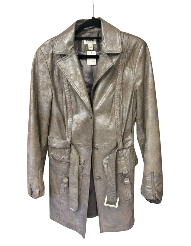 Yuppie Jacket in Beige Mettalic  Leather