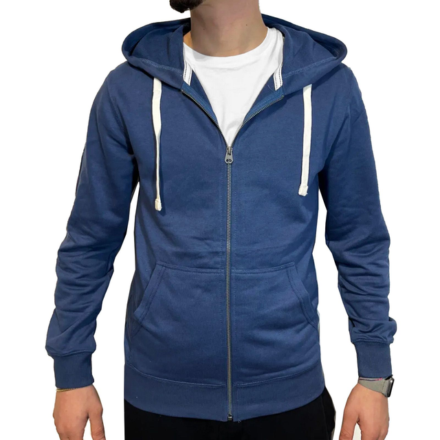 Felpa Enos&amp;co Blu con zip e cappuccio leggera