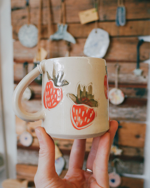 Upside Down Handle Strawberry Mug, George Myers
