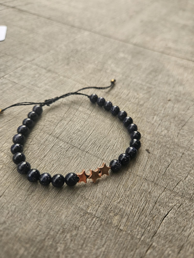 Bracelet fin pierre de sable étoiles acier 