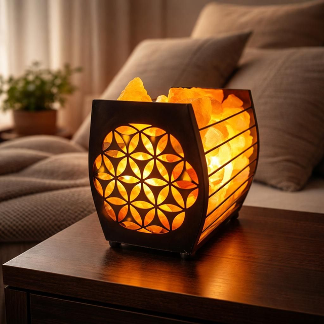  "Brasero fleur de vie" - Lampe de sel d'Himalaya