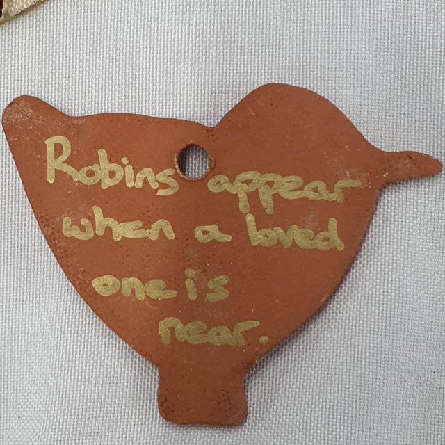 Robins appear... saying hanging decoration