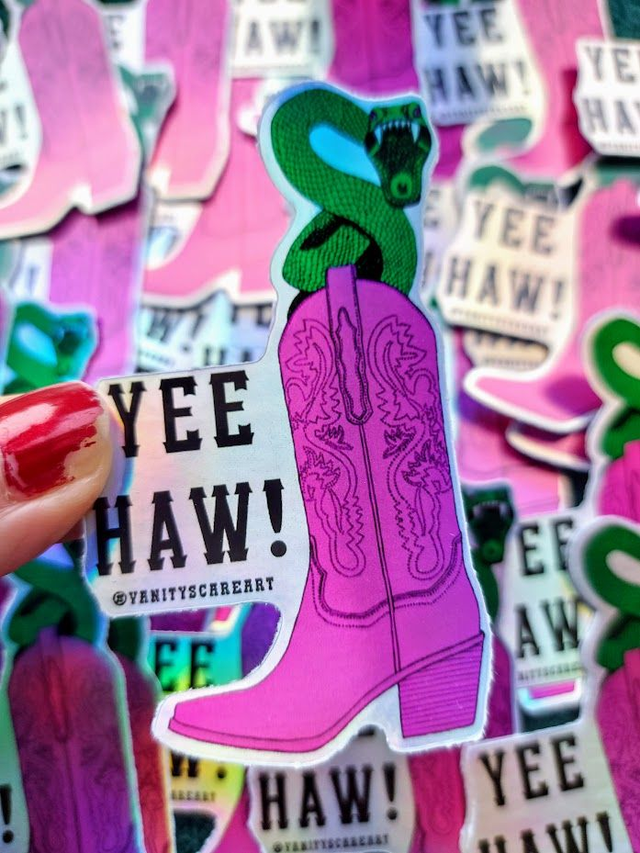 Yee-Haw Holographic Sticker