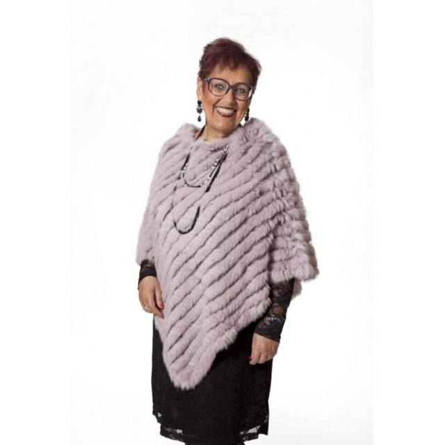 Rosenvinge roosa (dusty pink) turkisponcho kaninturkista - yksi koko 