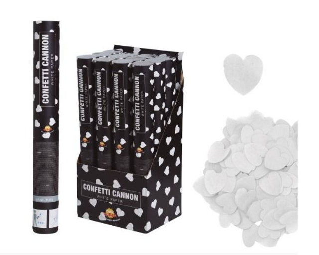 party ,  14007  CANNONE CUORI BIANCHI DI CARTA 40 CM