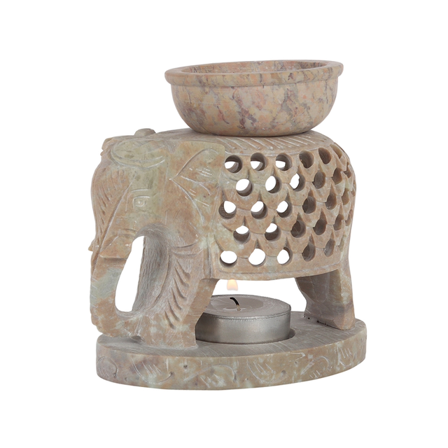 Downward Elephant Soapstone Wax melt tealight Burner