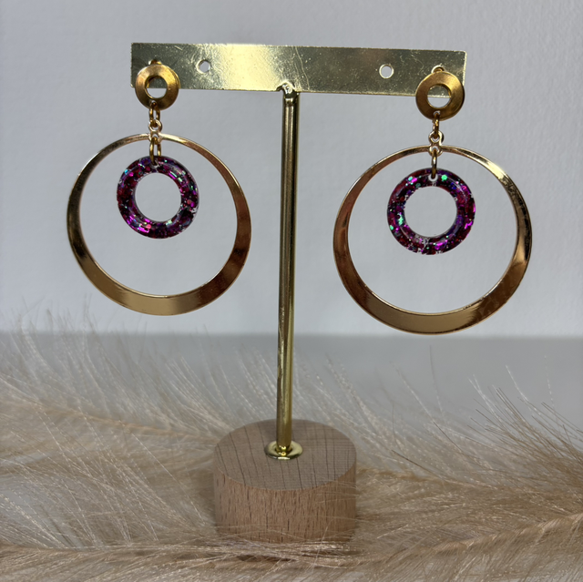 Boucles d’oreilles paillettes violettes