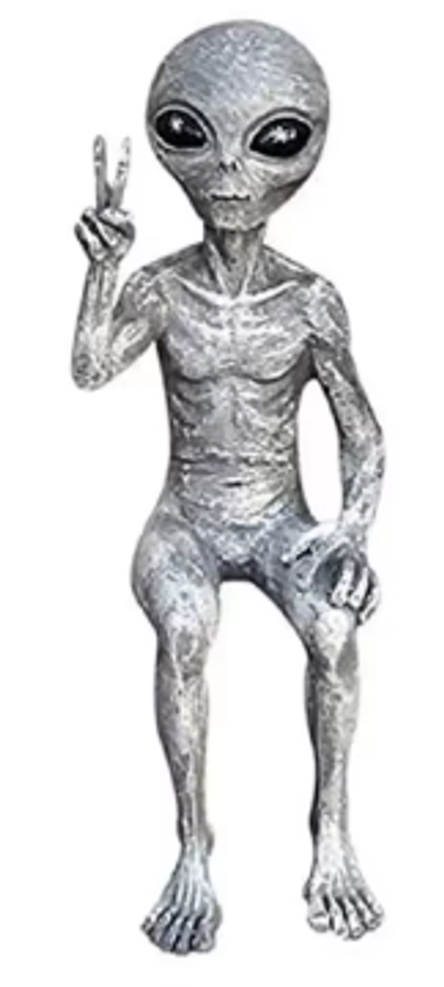 Grey Alien beeldje zittend peace (15cm)