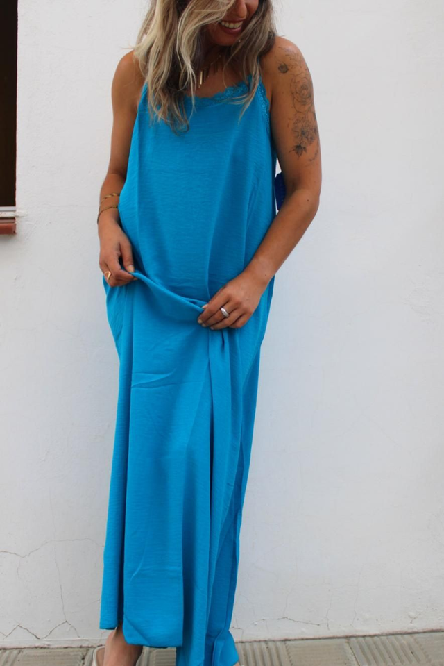 Vestido Lencero Low Turquesa