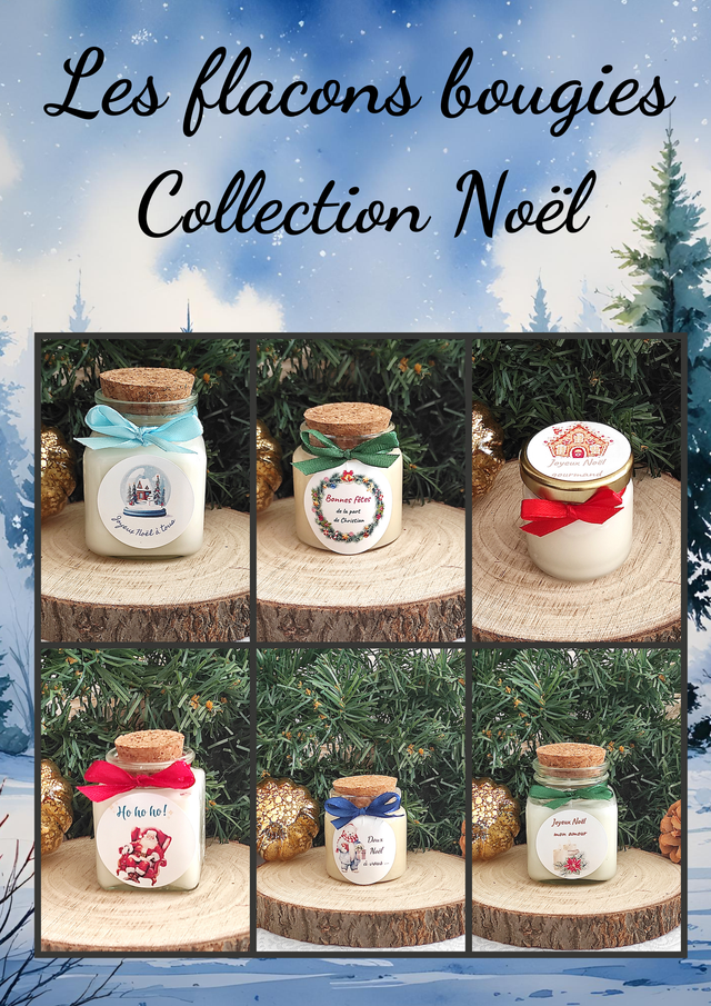 Bougie personnalisée flacon cadeau Noël