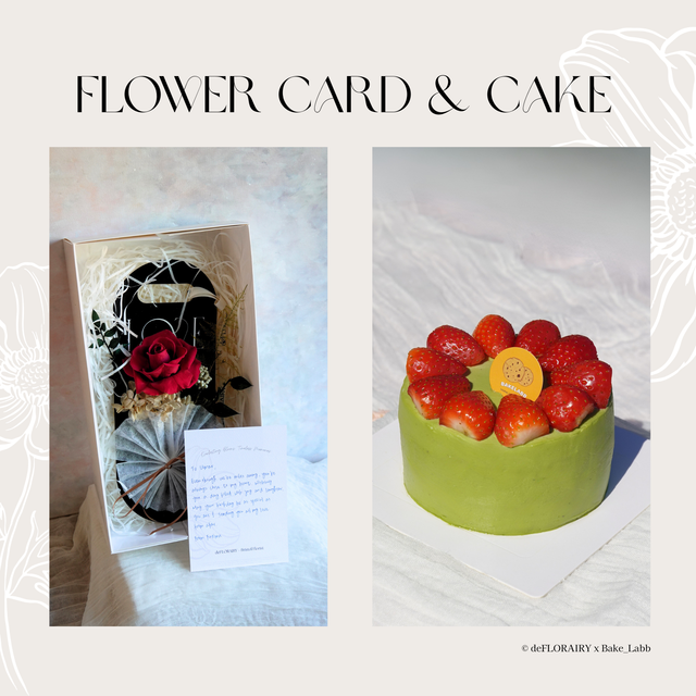 Terracotta: Love in Bloom Flower Card & 6" Whole Cake | Direct Home Delivery | 4 Days in Advance