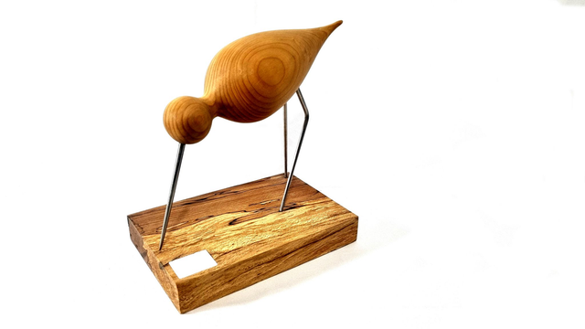 MA57 Wading Bird 1 by Meyrick Ames, 25.4 x 15.24 x 25.4 cm Wood/Metal