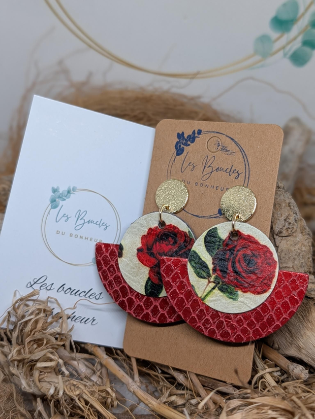 Boucles d'oreilles Dona rouge rose do006