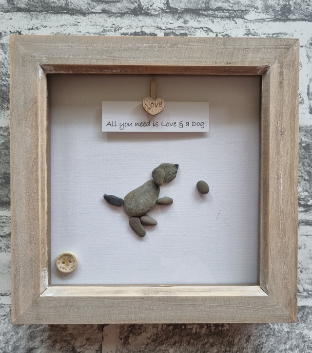 Irish, Hand Crafted, Personalised, Pebble Art Pet Dog Picture- Choose your Preferred Caption
