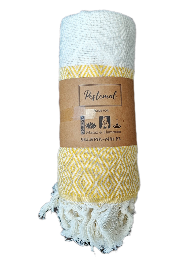 ELMAS PESTEMAL 175x90 Turecki Ręcznik na Plażę do Sauny jako Pareo ŻÓŁTY