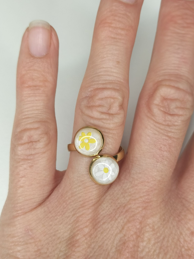 Bague jaune et blanche