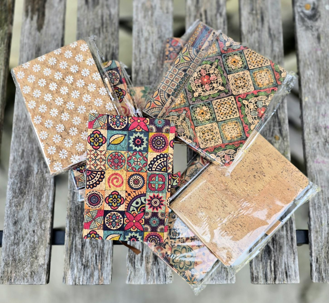 Agenda / carnet de notes A6 (carnet de bord) ligné fourré en tissu de liège 