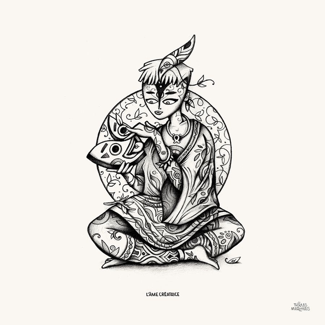 L'Âme Créatrice, dessin au crayon graphite