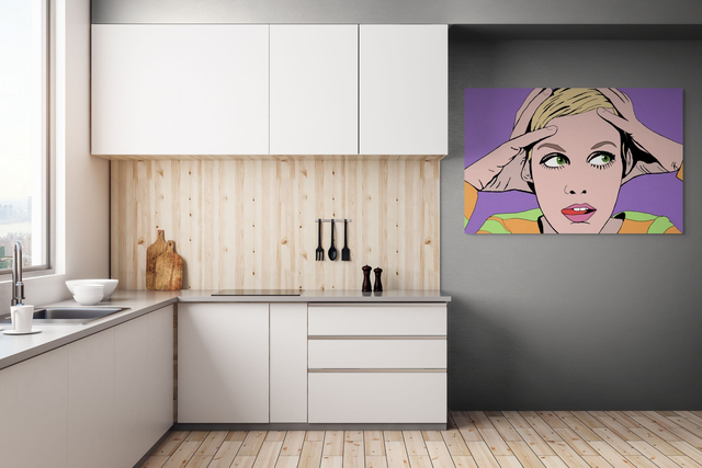 Canvas Wall Art, Supermodel Twiggy, Large Scale Graphical Colourful Artwork, Four Sizes, Part 2 of a Set of 3