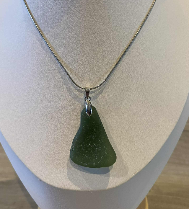 Green sea glass necklace 
