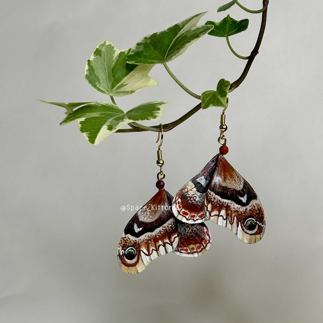 Promethea silkmoth butterfly earrings (metuljasti uhani) 