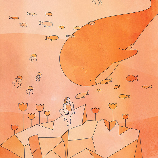 Illustration A6 - Baleine jaune