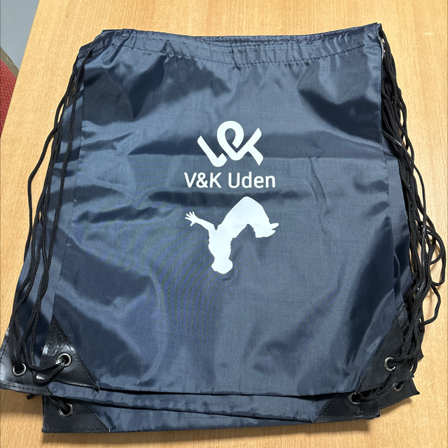 Rugtas Turnen heren blauw wit opdruk