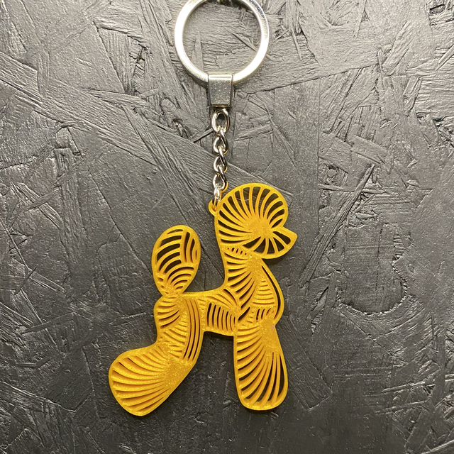 3D - Keychain Poodle Asian Gold Sparkle