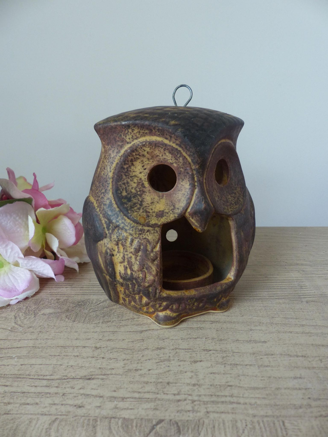 Bougeoir Photophore Vintage en Forme de Chouette – Poterie en Grès Artisanale | Déco Maison Campagne & Ambiance Cosy