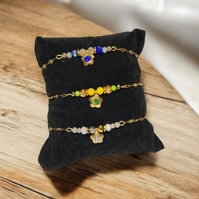 Bracelet acier inoxydable blanc et doré