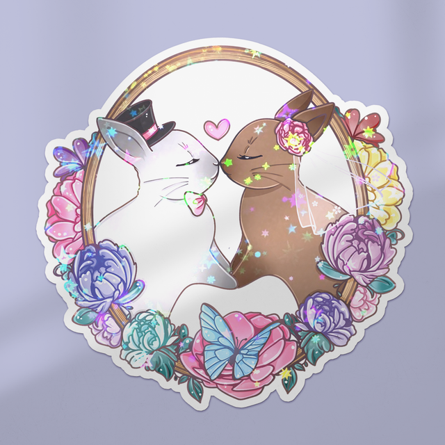 Sticker lamination holographique BUNNY WEDDING