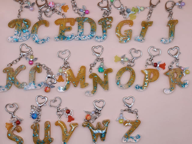 Anhänger Buchstaben Gold-Blaues Glitter