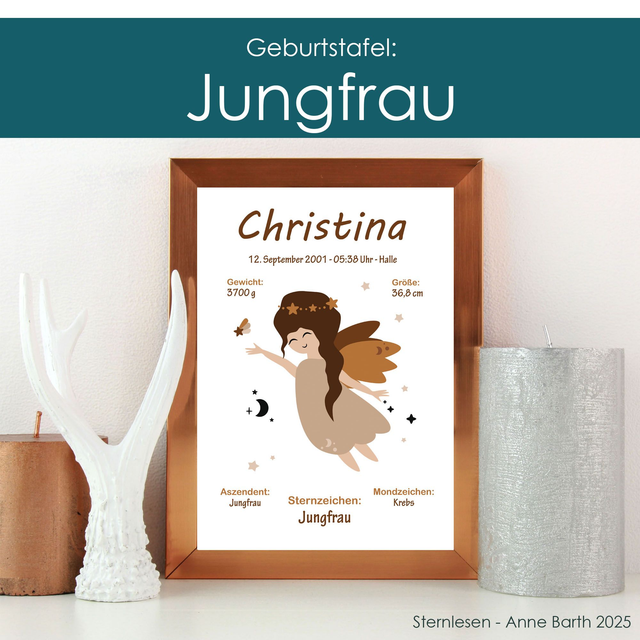 BirthChart06 JUNGFRAU, personalisiert, verschiedene Formate